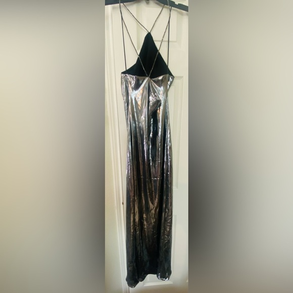 Zara Metallic silver, sparkly rhinestone strap maxi dress Size small - Picture 6 of 12